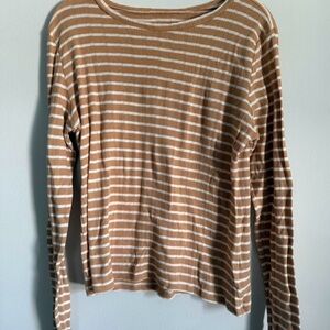 American Eagle Outfitters Tan and White Striped Top